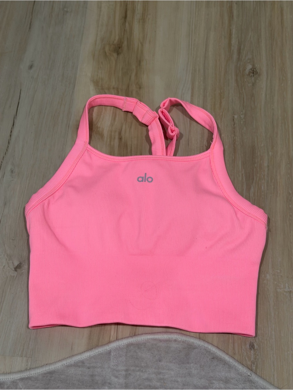 ALO Yoga Pink Ribbed Swim Crop Top